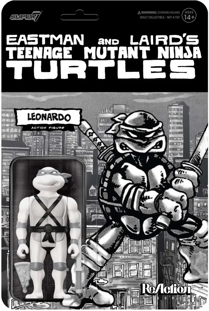 Teenage Mutant Ninja Turtles Collector's Pack REACTION - WV9 - LEONARDO COMIC GREYSCALE ACTION FIGURE