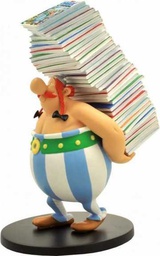 [3521320001241] ASTERIX EN OBELIX - BEELDJE OBELIX MET EEN STAPEL ASTERIX-ALBUMS