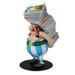 [3521320001241] ASTERIX EN OBELIX - BEELDJE OBELIX MET EEN STAPEL ASTERIX-ALBUMS